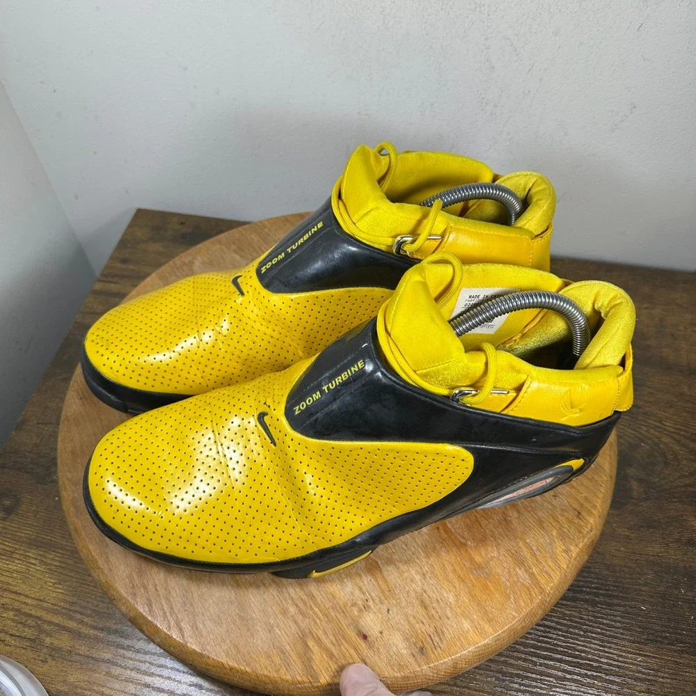 Nike Air Zoom Turbine Mens 11.5 Yellow Black Vintage 2002 Basketball 304070-771